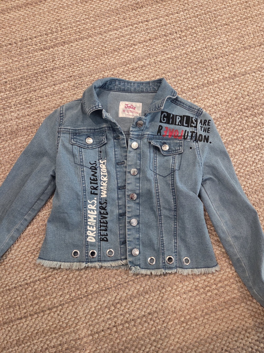 Justice Blue Denim 'Girls Are the Revolution' Graphic Jean Jacket